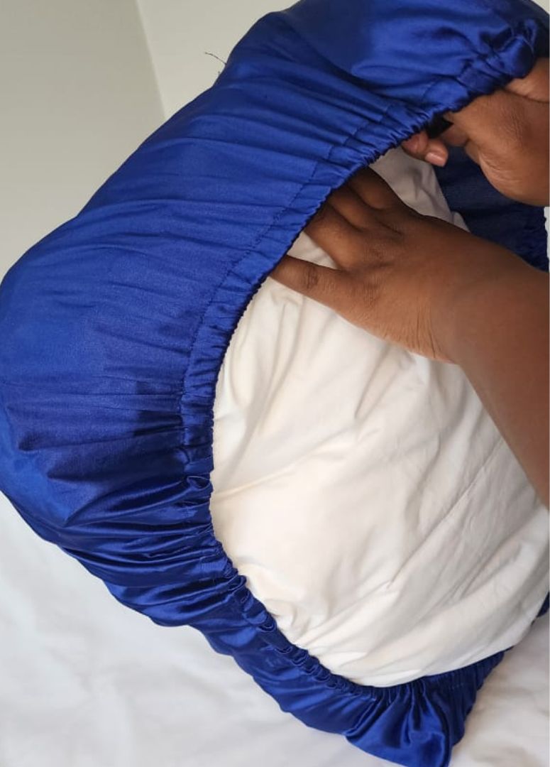 Satin Pillowcase Cover Blue Back